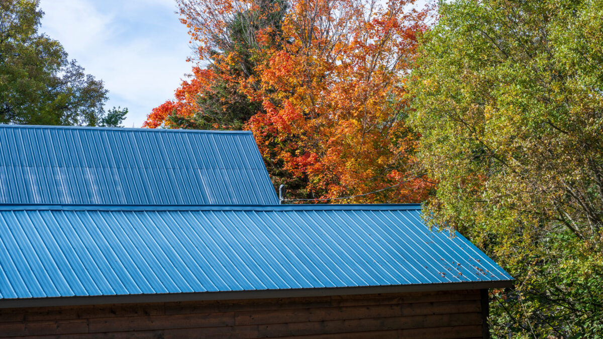 metal roof colors A blue metal roof in the fall colors
